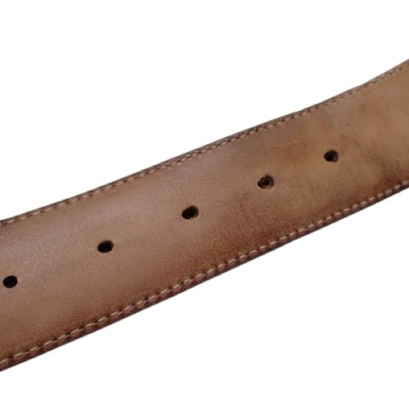 Authentic GUCCI Brown & Gold GG Embossed Monogram Leather Belt Size 85/34 - Picture 9 of 15